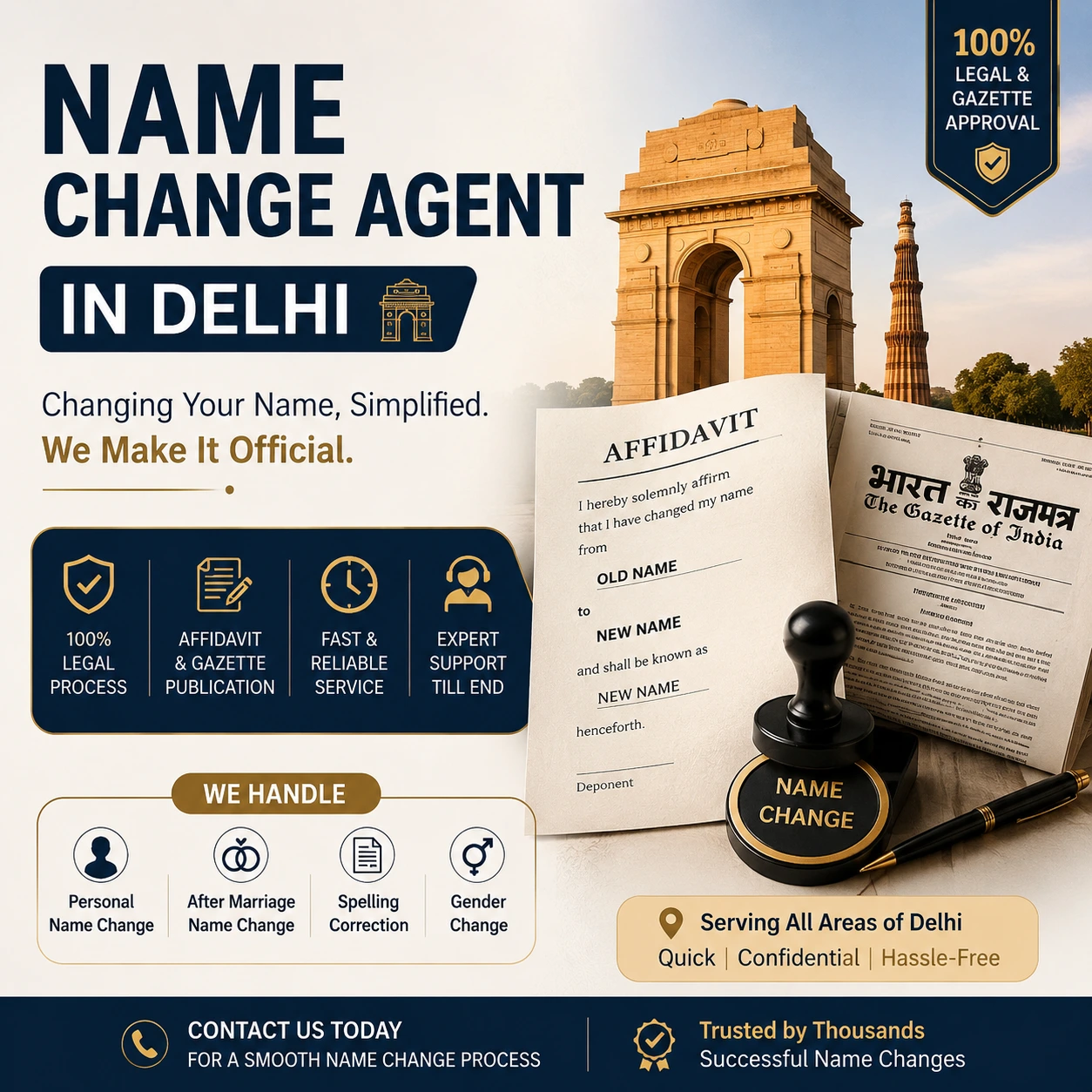 Complete Step-by-Step Process by a Name Change Agent in Delhi
